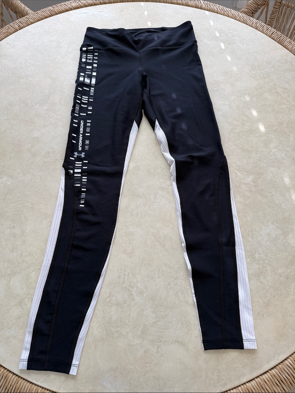 Under Armour Black Leggings with White Side Panels